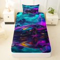thumbnail image 3 of Manfei Speed Car Twin Sheets,Stormy Sky Bedding,Purple,3-Piece,1 Fitted Sheet and 1 Pillowcase, 3 of 6