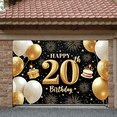thumbnail image 5 of Golden Happy 20th Banner Gold Balloons 20th Birthday Display Fireworks Design Gift Box Birthday Backdrop for 20th Birthday Party Young Adults Indoor Decoration, 5 of 9