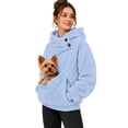 thumbnail image 3 of YMNXA Women Pet Pouch Hoodie Yorkshire Terrier Print Long Sleeve Pullover Button Collar Sweatshirt with Front Pocket for Small Pets Winter Holidays,M, 3 of 9