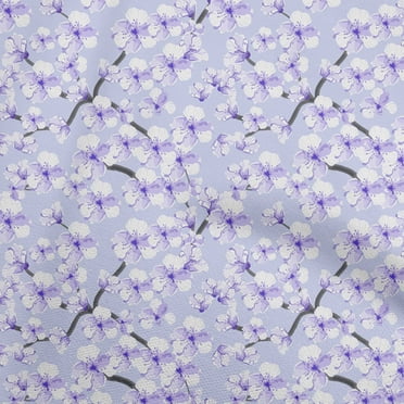 oneOone Cotton Poplin Light Purple Fabric Watercolor Floral Sewing Material Print Fabric By The Yard 42 Inch Wide