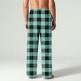 thumbnail image 4 of Havenx Men's Pajama Pants Cotton Plaid Flannel Pj Bottoms 2025 Big and Tall Sleep Pants Elastic Waist Wide Leg Lightweight Sleep & Lounge Pants,Cyan M, 4 of 6