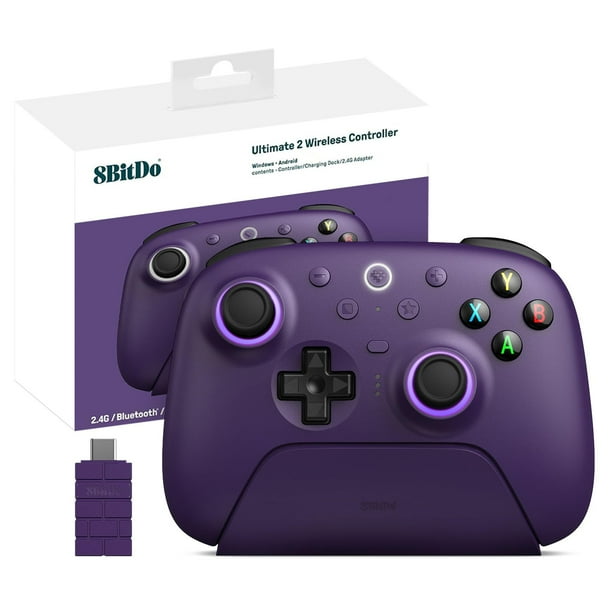 Gamepad 8Bitdo Ultimate 2 Wireless 2.4G con base de carga violeta