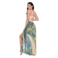 thumbnail image 3 of FORMRS Womens Long Sarong Beach Wrap Semi-Sheer Bikini Skirt Bathing Swimsuit Cover Up, Art Garden Scene, 3 of 7