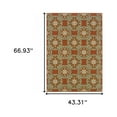 thumbnail image 5 of HomeRoots 507245 4 x 6 ft. Rust Floral Stain Resistant Indoor & Outdoor Rectangle Area Rug, 5 of 5