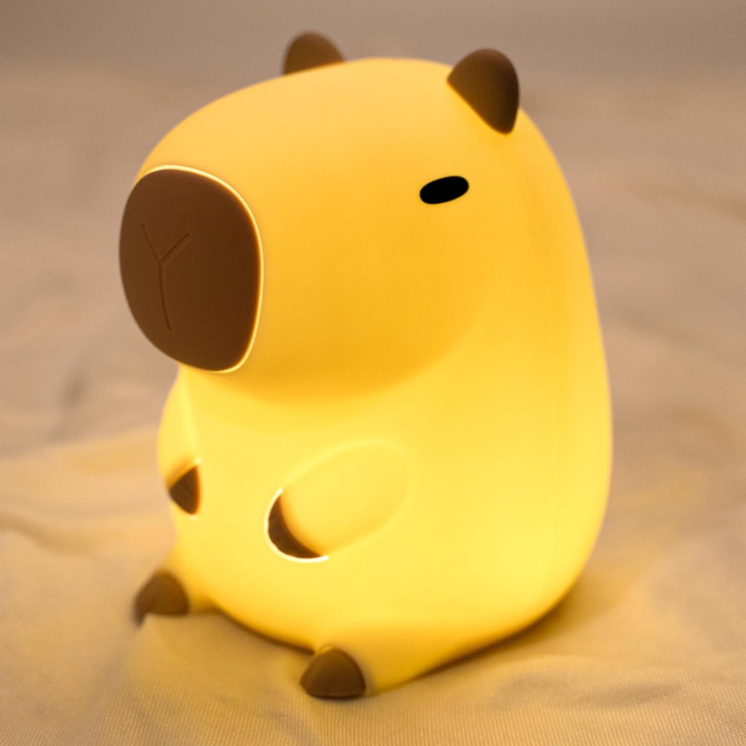 UNEEDE Capybara LED Night Light, Rechargeable Silicone Animal Lamp with Touch Sensor for Bedroom & Living Room