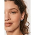 thumbnail image 2 of Pendientes de aro de plata de ley con piedras natales Silvora para mujer. Diamantes creados. Delicada joya de regalo para cumpleaños o Navidad, 2 of 8