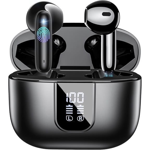 Wireless Earbuds Bluetooth 5.4,in Ear buds 6 Mic ENC Noise Cancelling for Clearer Call, Earphones Deep Bass Stereo, LED Power Display 35H Playtime IP7 Waterproof Mini Sport Headphones for Android iOS