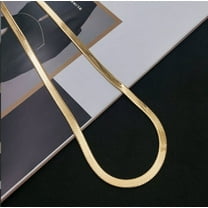 Womens Birthday Gifts!YTTAL Solid 14K Gold 5MM Herringbone Chain 26" Gold Plated Necklace