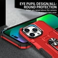 thumbnail image 5 of Military Grade Drop Impact for iPhone XR Rugged Case, 360 Metal Magnetic Car Rotating Ring Kickstand Holder Armor Heavy Duty Shockproof Case For iPhone XR,Red, 5 of 10