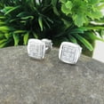 thumbnail image 3 of Dazzlingrock Collection Round White Diamond Square Frame Screwback Stud Earrings for Women (0.25 ctw, Color I-J, Clarity I2-I3) in 10K White Gold, 3 of 6