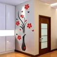 thumbnail image 3 of Crystal 3D Floral Wall decals, Peel and Stick Removable Art with Red Flower & Black Silhouette Motifs, Wall decor Stickers Peel and Stick, Black Wall decor for Living Room, Home, 3 of 7