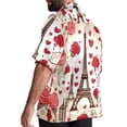 thumbnail image 3 of Eiffel Tower Valentine's Day Men's Short Sleeve Poplin Beach Shirts, Casual Printed Button Down Summer Hawaiian Shirt - Unisex, 3 of 6