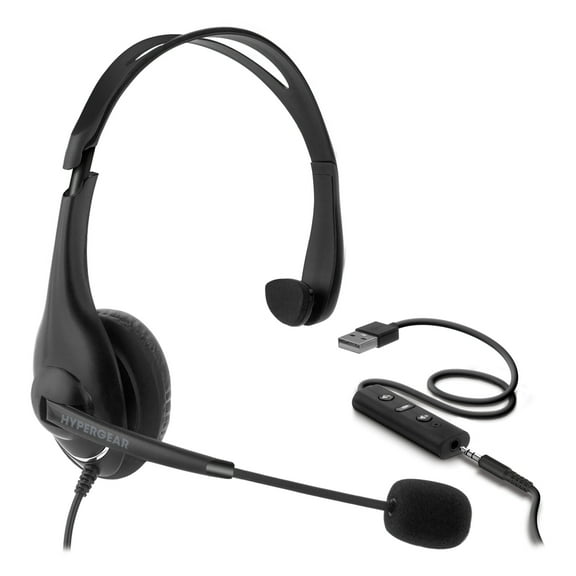 HyperGear V100 Office Professional Wired Headset, Black