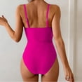 thumbnail image 3 of MGDXOX Women's One Piece Cutout Swimsuit Color Block Ring Detail Monokini Bathing Suit Spaghetti Strap High Cut Swimwear for Beach Vacation Hot Pink M, 3 of 5