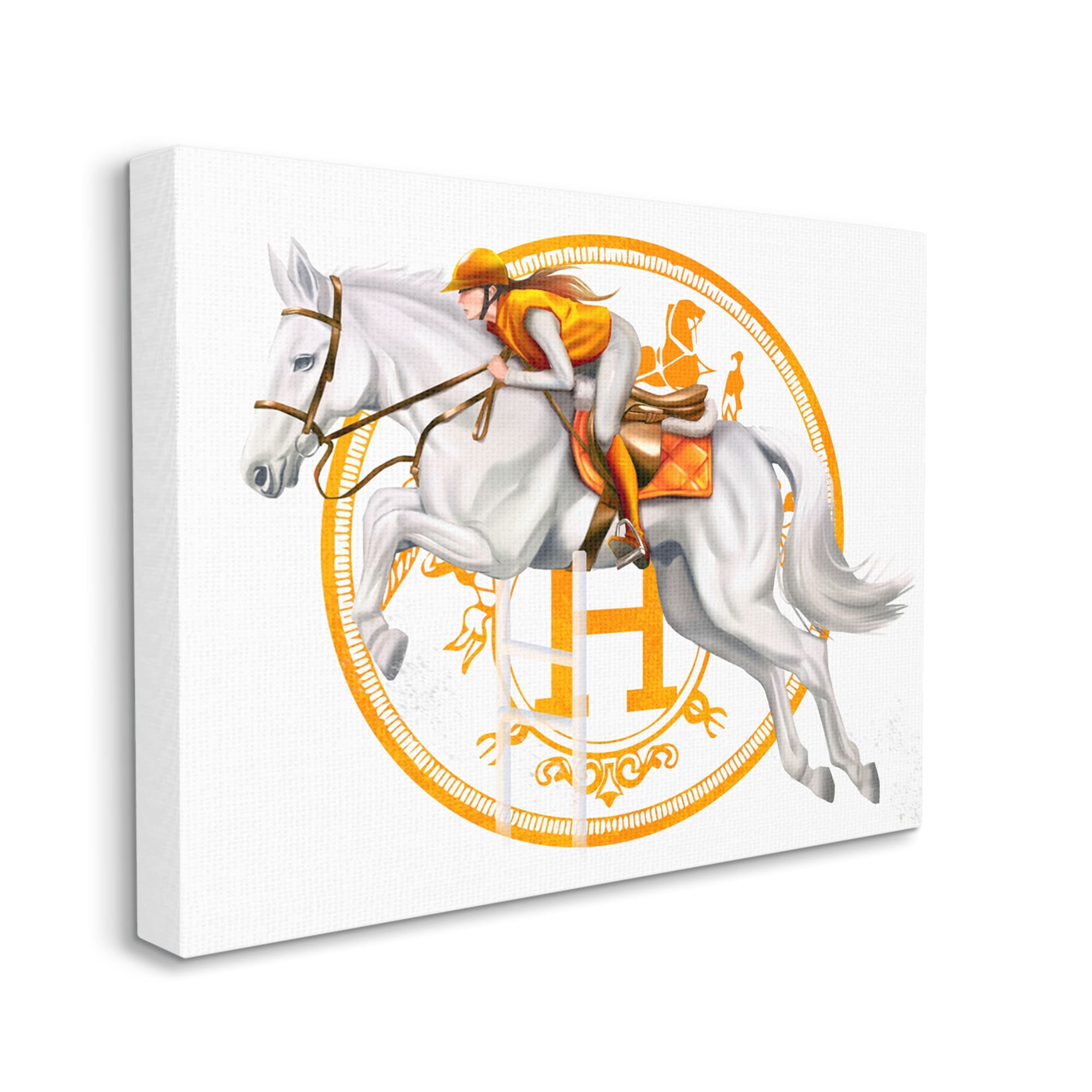 Stupell Industries Jockey Riding Race Horse Glam Fashion Logo Graphic Art Gallery Wrapped Canvas Print Wall Art, Design by Ziwei Li