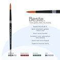thumbnail image 2 of Creative Mark Beste Golden Taklon Hair Brushes - Watercolor Paint Brushes for Acrylic, Watercolor, Water-Soluble Oil, and Any Wet Paint - Nadel Round - 8, 2 of 7
