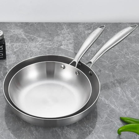 10-12 Inch Tri-Ply Stainless Steel Frying Pans with a Lid