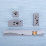 Beautiful And Delicate Five-sided Dyed Keyboard Keycap, Keyboard , For Mechanical Keyboard, Little Gray Dog Pattern, 4Pcs