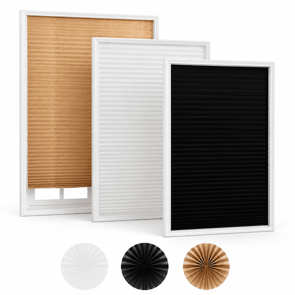 Florenta No Tools Original Blackout Pleated Paper Shade Black,24"W*60"L