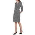 thumbnail image 4 of Vestido de tweed con cuello de solapa y botones para mujer de manga 3/4 L, 4 of 4