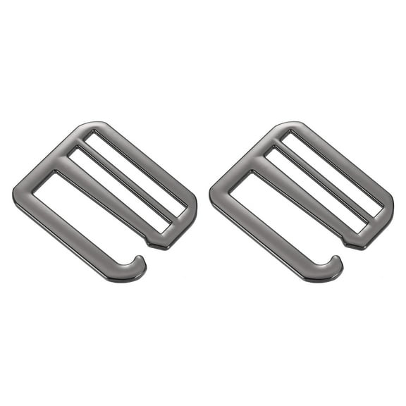 2Pack G-Hook Webbing Buckles, 38mm Flat Tri-Glide, Metallic Black
