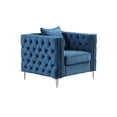thumbnail image 6 of Rome - 3 Pieces Button Tufted Blue Velvet Fabric Living room Set - 1 Sofa, 1 Loveseat and 1 Armchair, 6 of 7