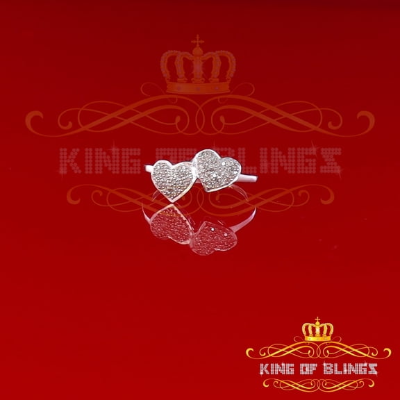 King Of Blings 0.25ct Real Diamond 925 Sterling White Silver Love Womens Heart Ring Size 7