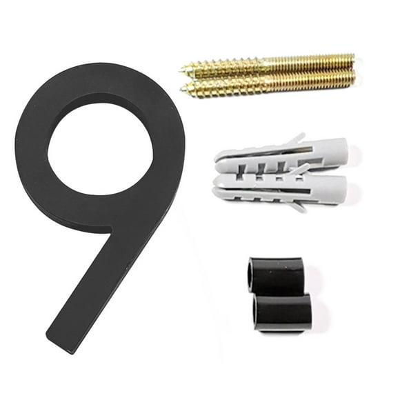 1pcs 5 Pouces 0-9 Numéro de Maison Flottant Numéros de Maison Modernes, Numéro Acrylique Noir Boîte aux Lettres de Porte de Jardin Numéros d'Adresse, Facile à Installer avec Kit de Clous