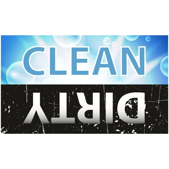 Dishwasher Magnet Clean Dirty Sign - 2 x 3.5 Inch Blue & Black Refrigerator Magnets - by Flexible Magnets