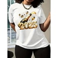 thumbnail image 1 of Women'S T-Shirt with 2025 Champagne Print, Crew Neck, Short Sleeves, Slight Stretch, Regular Fit, All-Season - No Chest Pad, Pullover Style Tee Tee For Adult, Men, Women, Teen, Teenager, Adolescent, 1 of 6