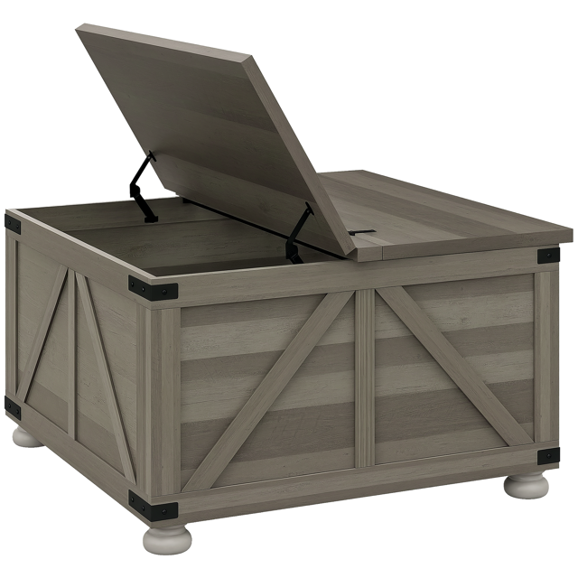 HOMCOM Coffee Table with Flip Top Hidden Storage, Square Center Table