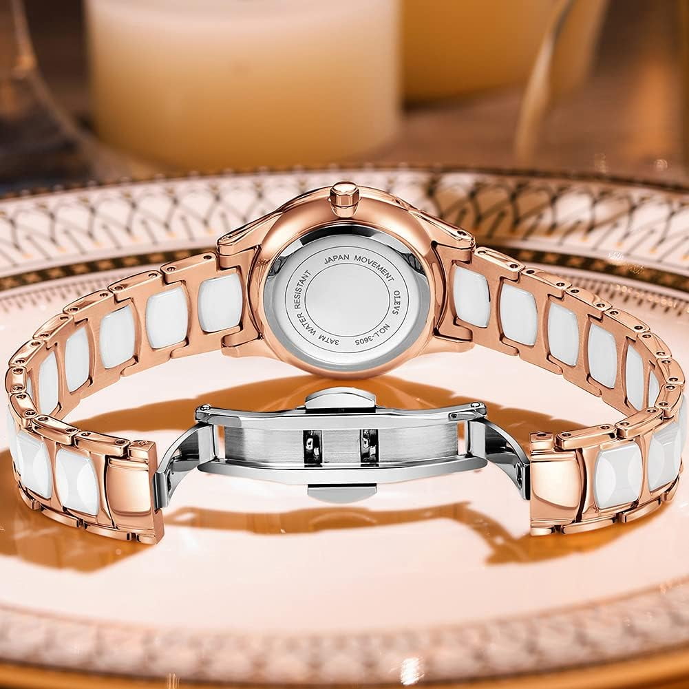 Women Watches Rose Gold Elegant Dress Ladies Watch Diamond Ceramic Quartz Date Waterproof Luminous Female Wrist Watches Valentine s Day Present