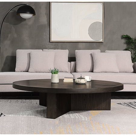 Round Coffee Table | Ideal for Displaying Décor and Holding Beverages | Crafted from High - quality Synthetic Wood | Adds Charm and Functionality to Living Room