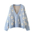 thumbnail image 1 of Fortune Cardigan Chandail pour Femme Petite Marguerite Col en V Imprimé Floral Manteau en Tricot Ample, 1 of 6