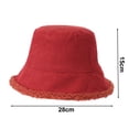 thumbnail image 6 of Tnobhg Women Autumn Winter Reversible Fisherman Hat Solid Color Letter D Logo Corduroy Basin Hat Warm Imitation Lambswool Bucket Hat, 6 of 8