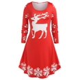 thumbnail image 1 of Vestido de Camiseta de Navidad con Estampado de Alce en Talla Extra Rosegal  Vestidos casuales de talla grande, 1 of 5