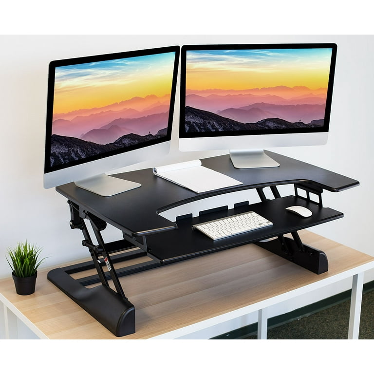 MOUNT-IT! 48 in. Black Extra-Wide Height Adjustable Standing Desk Converter  MI-7925 - The Home Depot