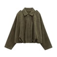 thumbnail image 4 of MaFYtyTPR Women's Zip Up Jacket Lapel Collar Long Sleeve Loose Fit Outerwear with Pocket for Fall Winter Outdoor Wear Army Green L, 4 of 6