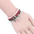 thumbnail image 4 of fastboy Adjustable Cross Pendant Bracelet Gift For All Occasions Comfortable Cross Pendant Bracelets Unisex blackish green 1Set, 4 of 6