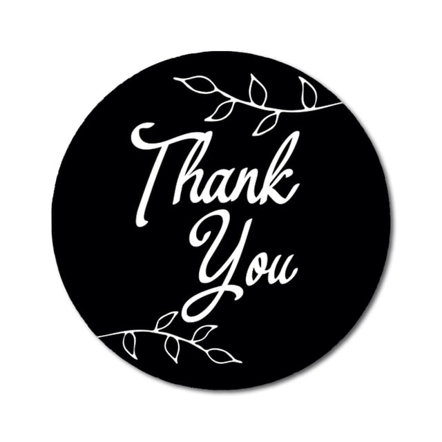 Darling Souvenir Round 45 Pcs Leaf Vines Thank You Stickers Black Wedding Envelope Seal-1.6 Inches