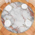 thumbnail image 2 of White Gray Rose Gold Marble Pattern Round Fitted Tablecloth with Elastic Edge,Dining Table Cover Waterproof,Outdoor Round Tablecloth for Camping,Dining,Indoor and Outdoor, 2 of 7