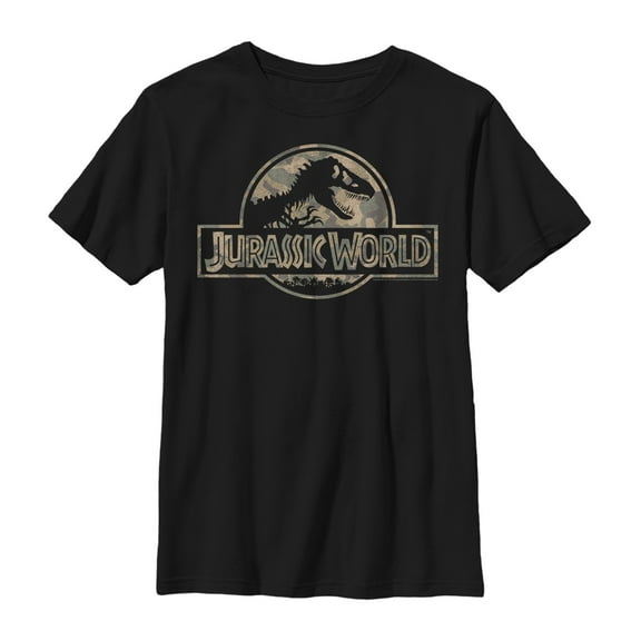 Boy's Jurassic World Camouflage Print Logo  Graphic Tee Black X Large