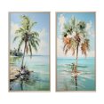 thumbnail image 2 of Designart "Minimalism Plam Tree silence II" Palms & Palm Trees Framed Wall Art Set Of 2 - Green Floral Frame Gallery Set For Office Decor, 2 of 6