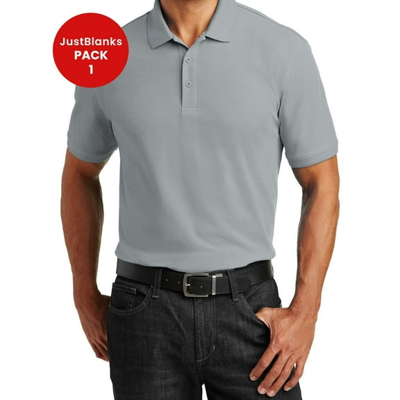 JustBlanks Core Classic Pique Polo Flat Knit Collar Cuffs 3 Button Placket