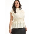 thumbnail image 3 of June & Vie Women's Plus Size Mockneck Ruffle Blouse, 3 of 4