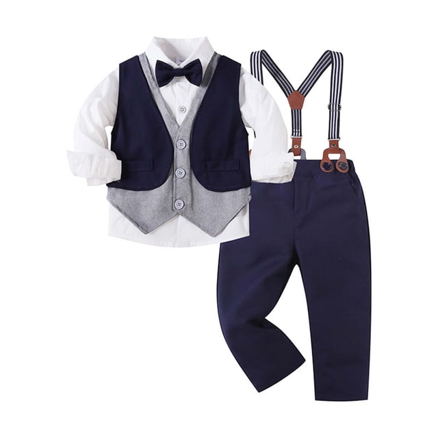 Fshinging Boy Gift Clothes Gentleman'S Suit Spring Autumn 3 Piece Set Tops + Vest Jacket +Pants Garçon Ensemble Size 12-13 Years