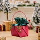 thumbnail image 4 of Bolsa de regalo de cuero de Navidad | Bolsita de caramelos de terciopelo y franela navideña | Bolsa festiva Rojo Verde con Asas | Decoración navideña reutilizable | 10x8cm | 1 Conjunto, 4 of 6