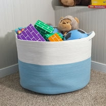 Home-Complete Extra-Large Cotton Rope Basket for Adults, Blue