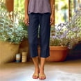 thumbnail image 5 of BUIGTTKLOP Plus Size Capri Pants for Women High Waisted Cropped Lounge Pants Side Split Casual Summer Ladies Pull on Capris, 5 of 8