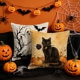 thumbnail image 4 of Halloween Throw Pillow Cover, Spooky Halloween Decor Haunted House 18X18 Inch Linen Pillow Case, for Indoor Living Room, Bedroom, Farmhouse Fall Gathering Use, Stain-Resistant, 4 of 6